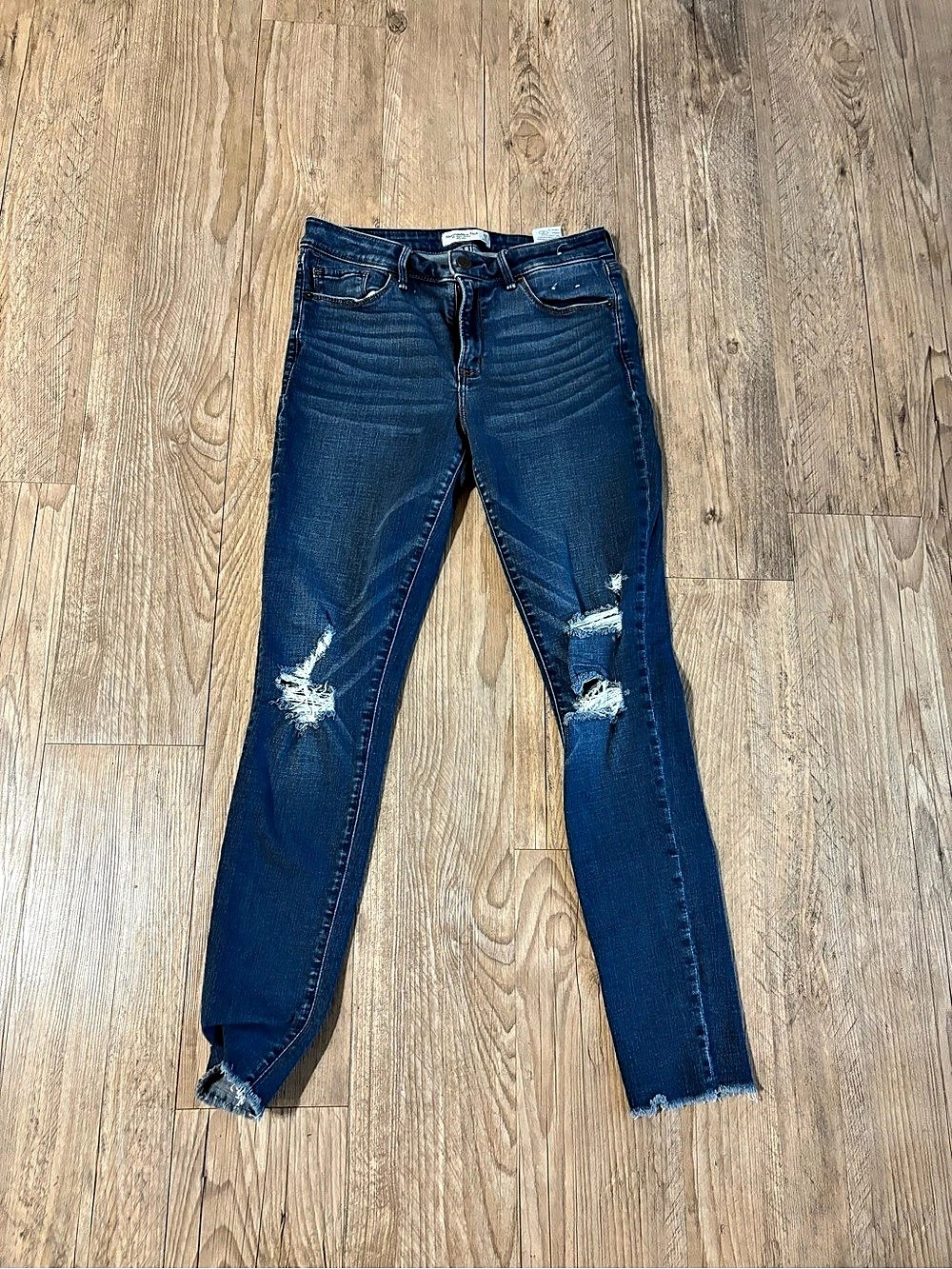 Abercrombie & Fitch The Super Skinny Mid Rise Blue Skinny Jeans Waist 28